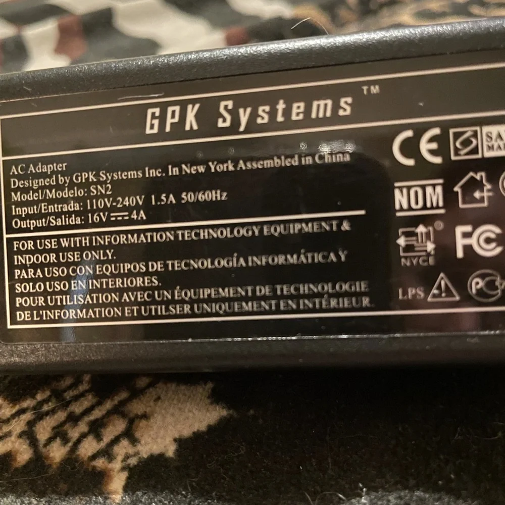 GPK Systems AC Adapter Model: SN2